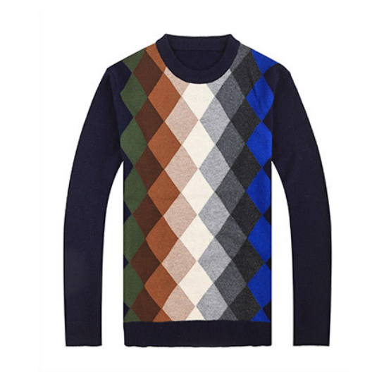 European design 100% wool crew neck mens winter thick sweater