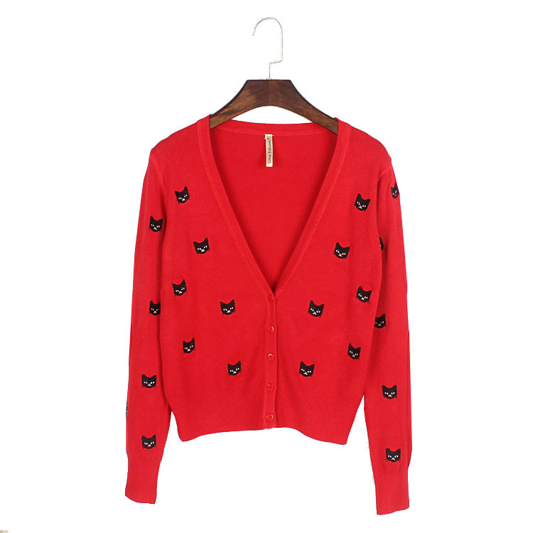 Stylish design high quality embroidery pattern deep V neck women cardigan