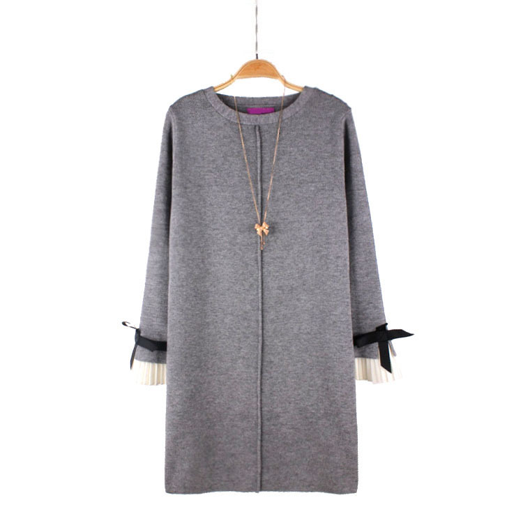 Fashion latest Korea design grey women acrylic sweater dresses