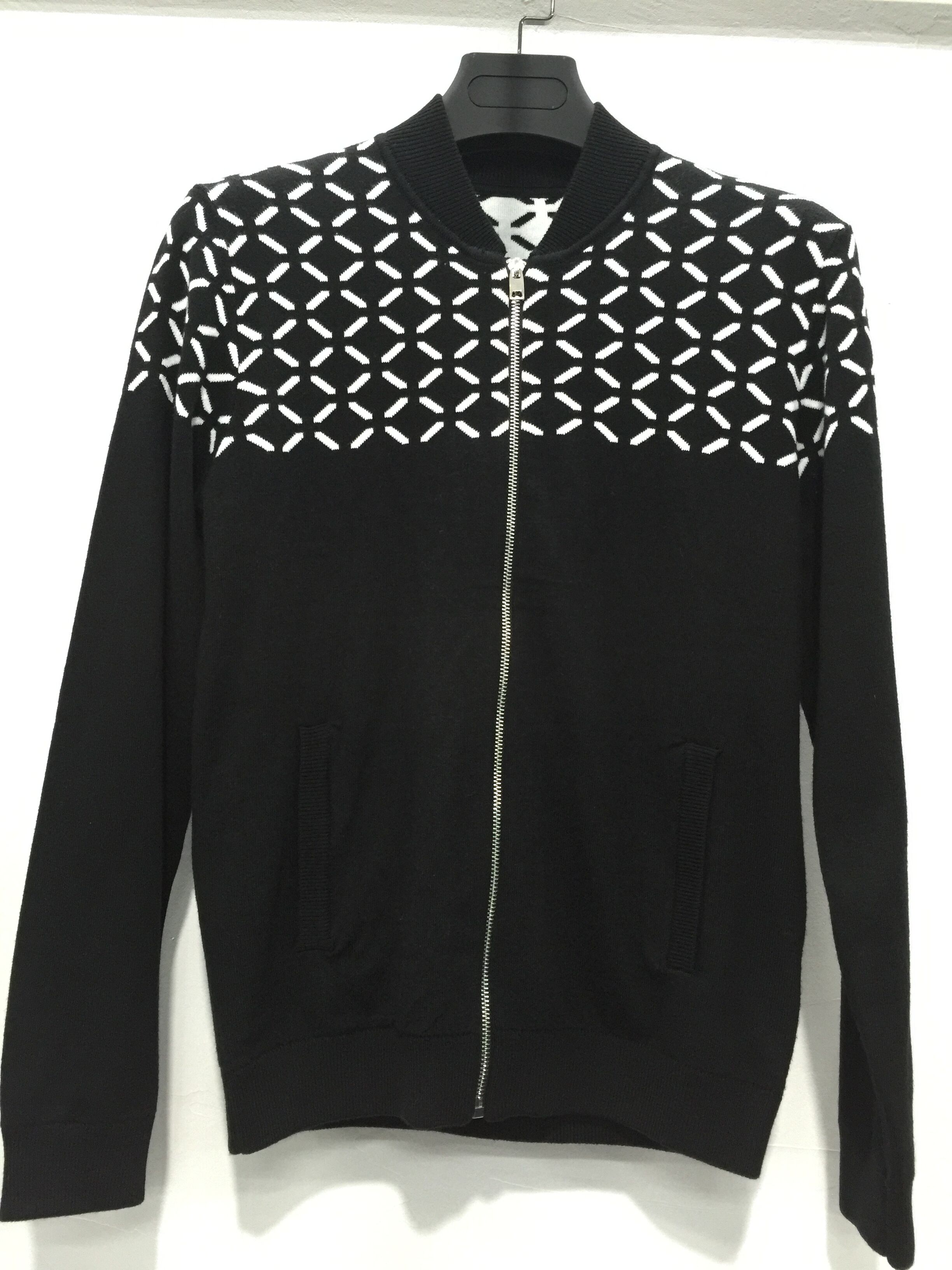 High quality mens jacquard pattern black winter cardigan sweater