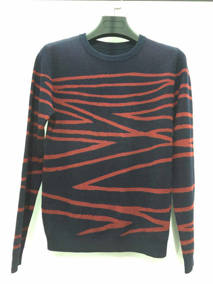 Hot sale design black and red knitted pattern long sleeve sweater for men