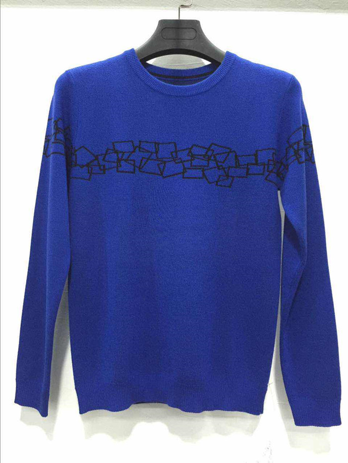 New design fall knitted pullover blue woolen sweater for men