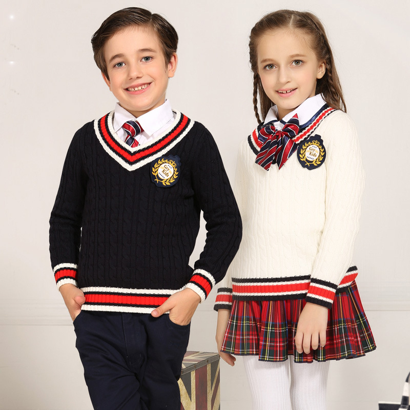 High quality OEM uniform cable knitting fashion british style junior school uniform