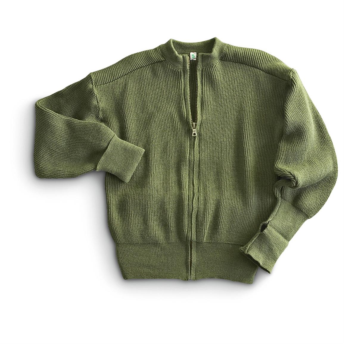 Custom unisex military cardigan sweater full zipper army green warm sweater