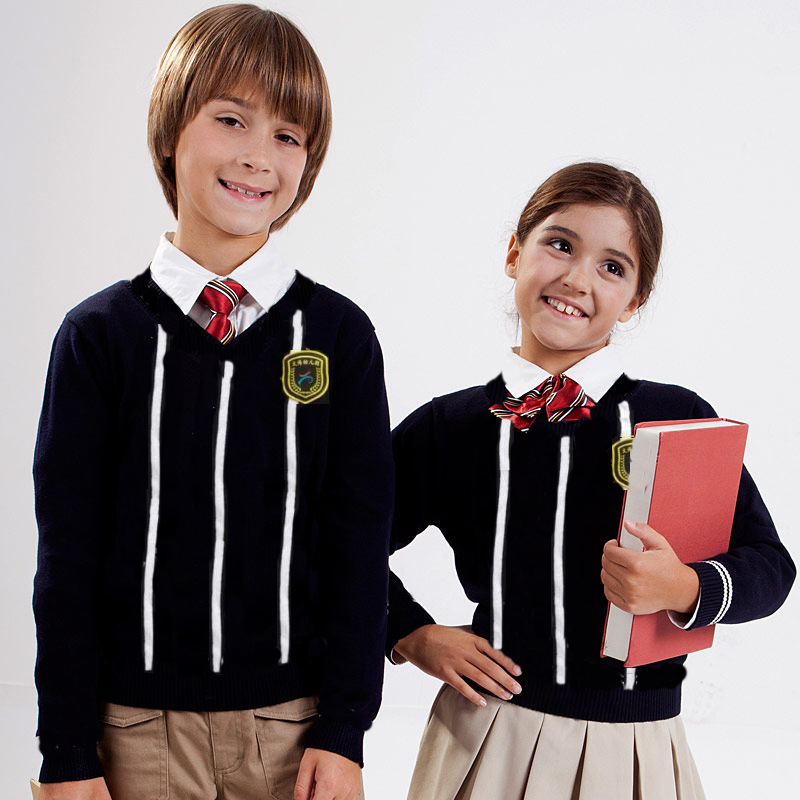 Stylish new design woolen computer knit pullovers V neck students school uniform