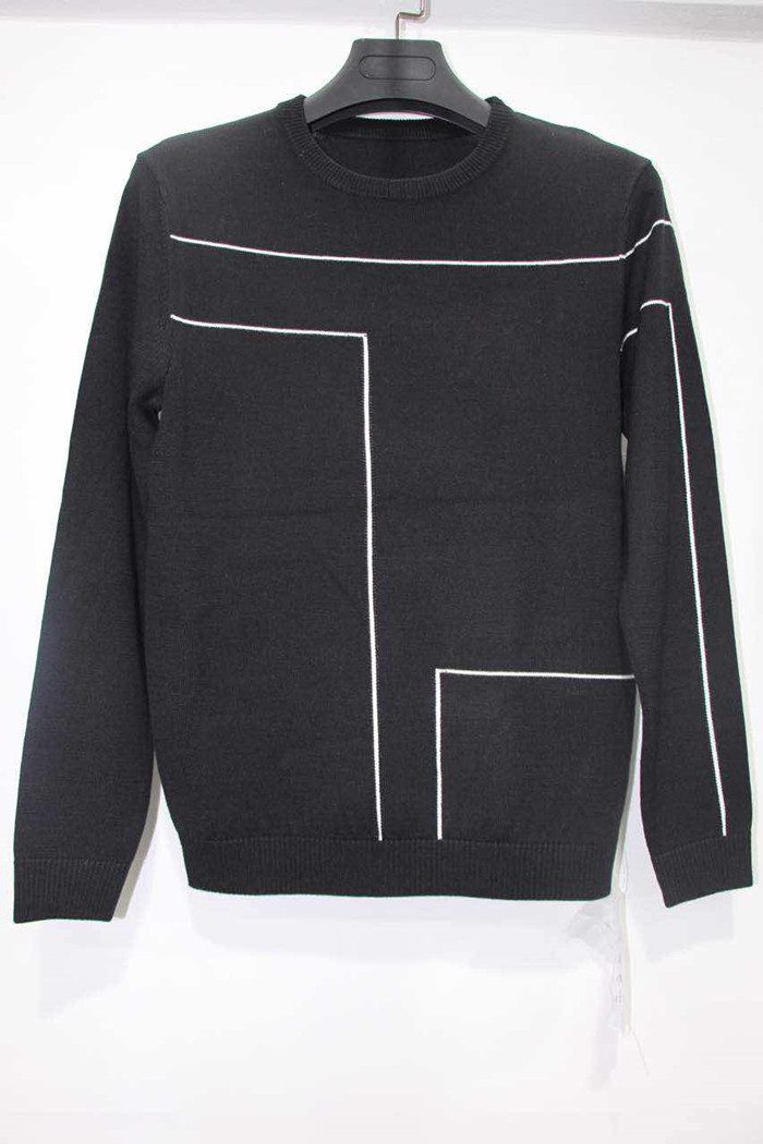 Normal black design jacquard pattern mens winter pullover sweater