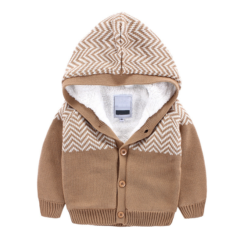 Fashion design kids knitted jacket boys hoodies winter coat