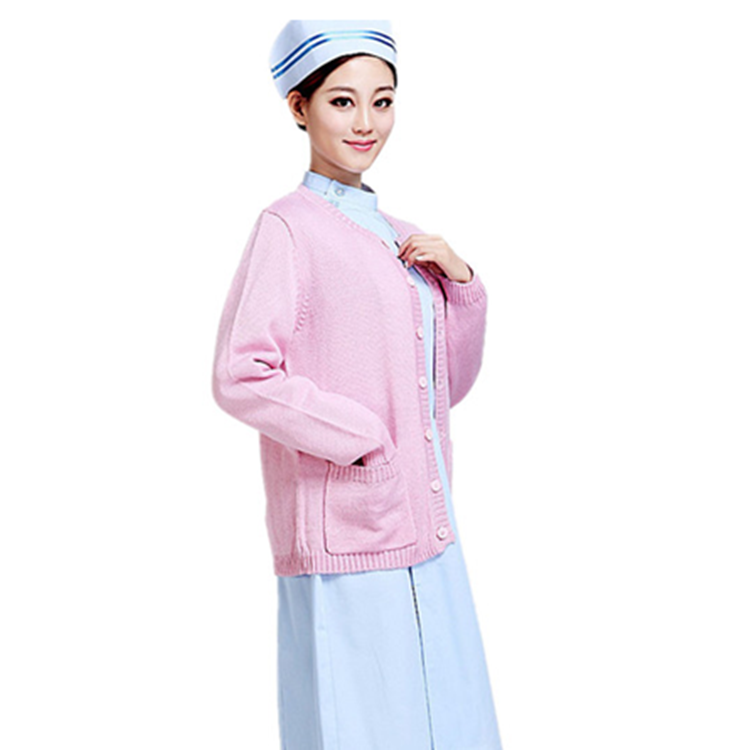 Custom designs knitted pink hospital uniform for nurse