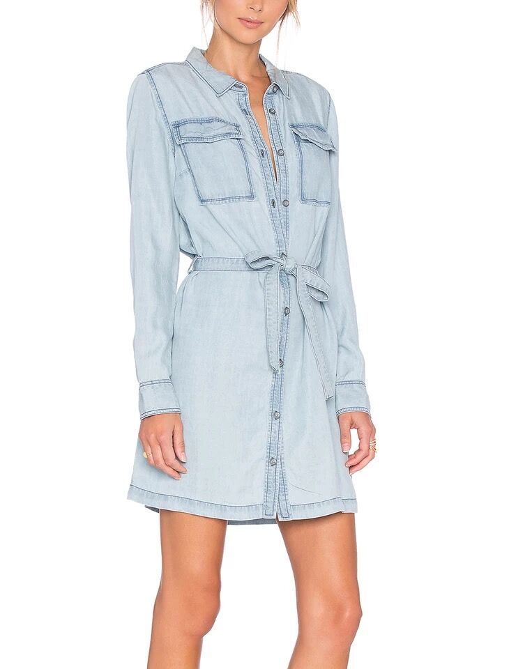 Fashionable ladies casual wear soft long sleeve tunic denim dress 