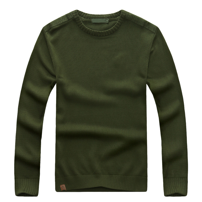 Casual military green outdoor pullover wool sweater shirt