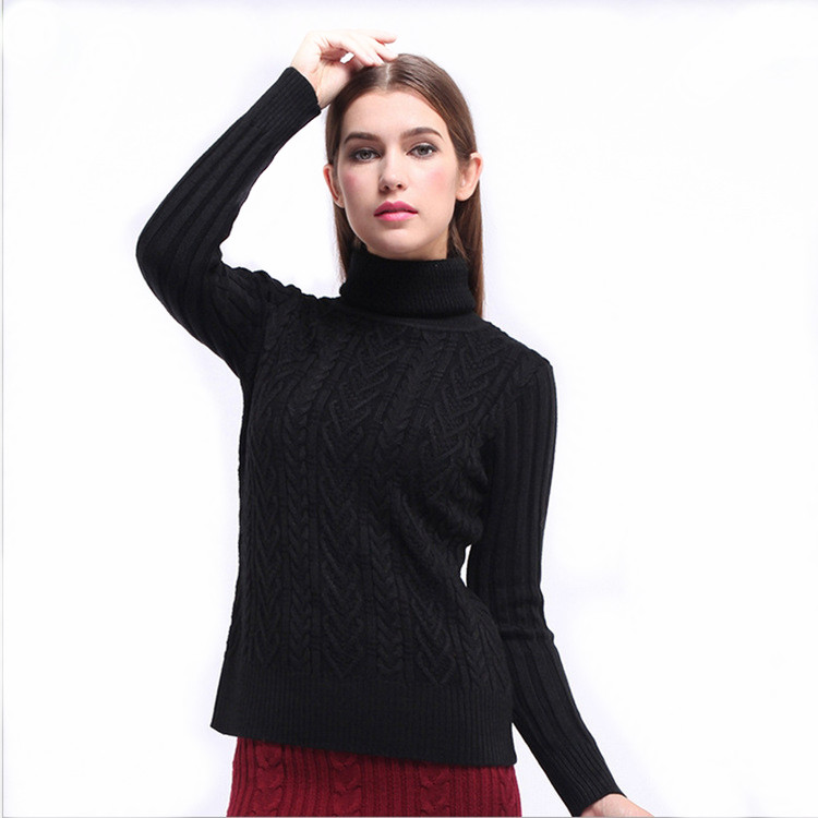 Hot selling stylish ladies knitwear regular fit turtleneck sweater 