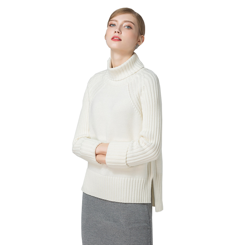 2018 new design ladies OEM sweater design cashmere blend turtleneck knitted pullover