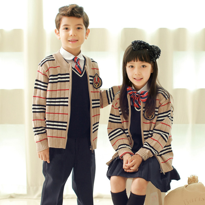 Custom middle and primary school zipper cardigan uniform design