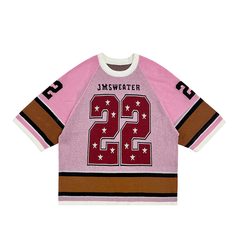 Custom Logo Retro Sports Wear Knitwear Short Sleeve Crew Neck Knit Top Soccer Shirt Women Men Jacquard Knitted Jerseys