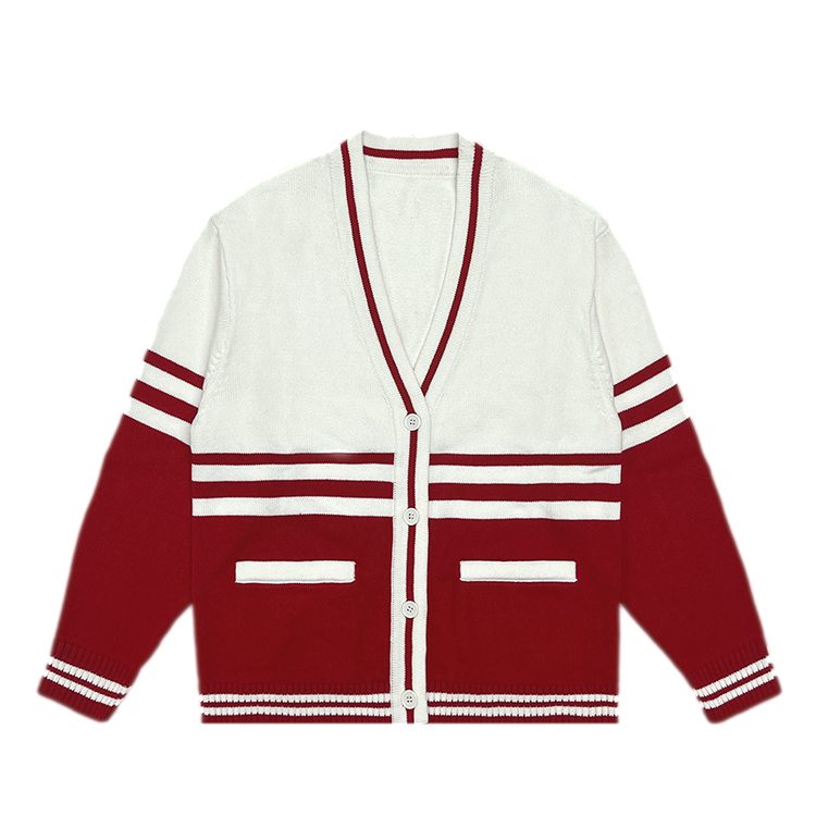 Custom Men's Jacquard Cardigan High Quality Cardigan Men's Sweater 100% Cotton Knitted Button Sweater Cardigan