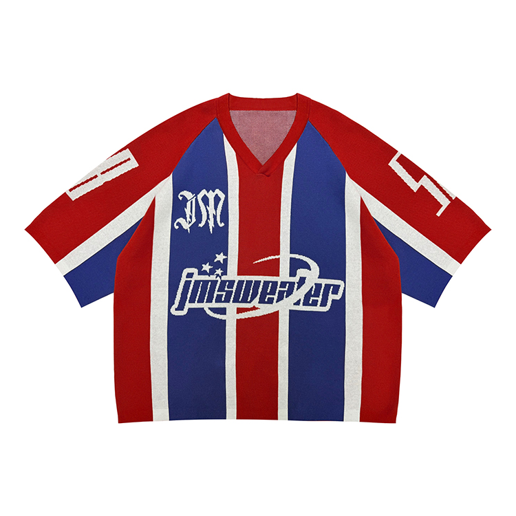 Custom Logo Retro Sports Wear Knitwear Short Sleeve Knit Top Soccer Shirt Women Men Jacquard Knitted Football Jerseys