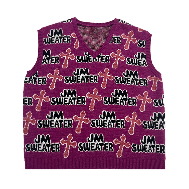 Custom Logo Oem & Odm Men Sweater Vest Pullover Jacquard Pattern Sweater Sleeveless Knit Top Knit Sweater Vest Men for Men