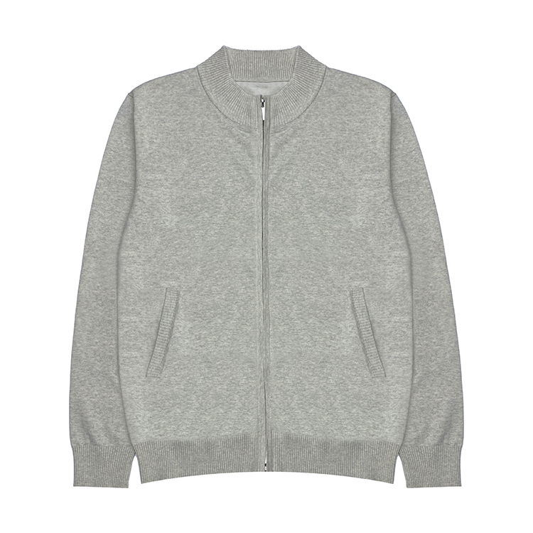 Customized 100% Cashmere Men's Zippered Cardigan Heavy-Duty Thickened Air Layer Business Casual Knitted Jacket for Winter